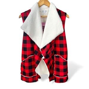 NWT Red and Black Buffalo Checkered Sherpa Lined Vest | Cabincore